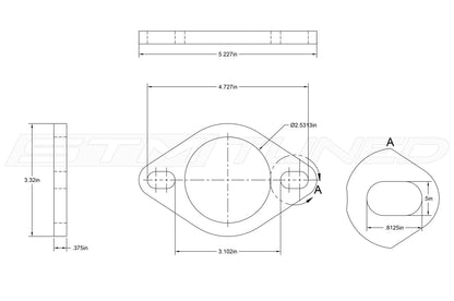 STM Stainless Steel Exhaust Flange 2-Bolt / 2.5-Inch Elongated (SEF25)