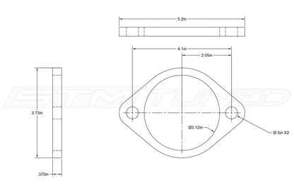 STM Stainless Steel Exhaust Flange 2-Bolt / 3-Inch Extra Clearance (SEF3-EC)