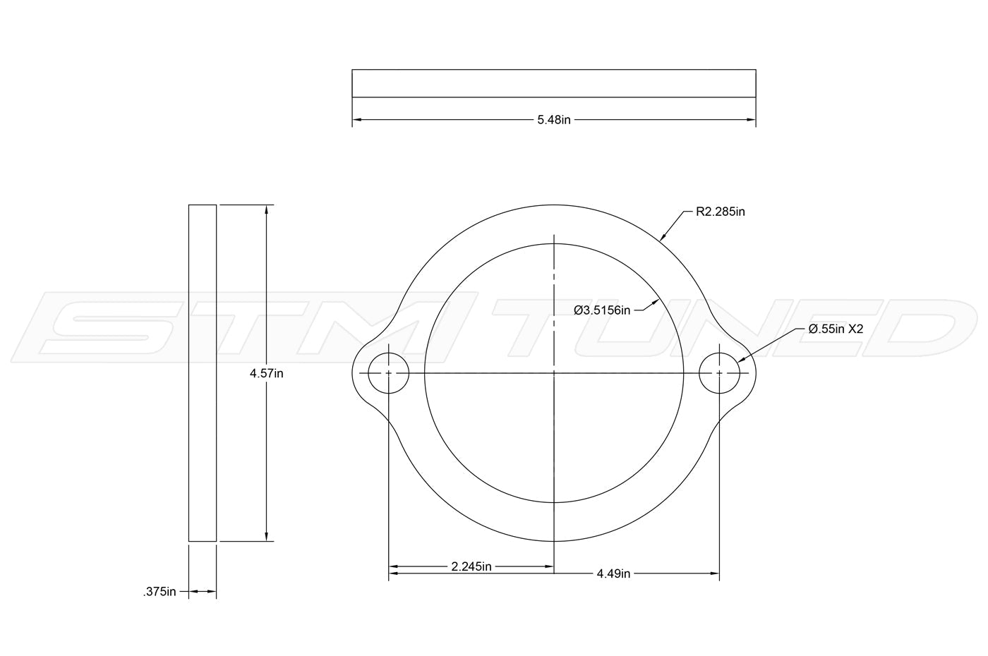 STM Stainless Steel Exhaust Flange 2-Bolt / 3.5-Inch (SEF35)